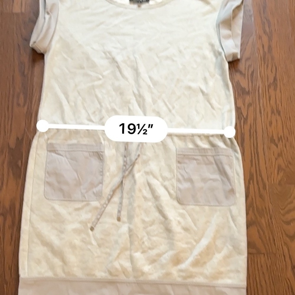 Lafayette 148 New York Grey Cotton Linen Drawstring Waist Pocket Dress Medium - Picture 4 of 11